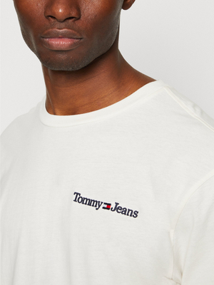 Tommy Jeans pánské smetanové triko - S (YBH)