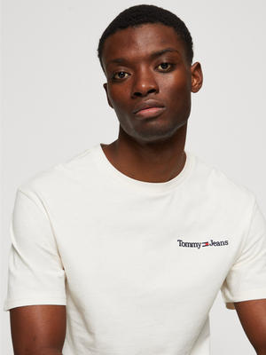 Tommy Jeans pánské smetanové triko - S (YBH)