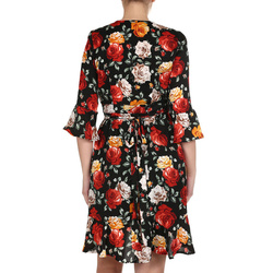 Guess dámské černé zavinovací šaty s květy - XS (PC49)