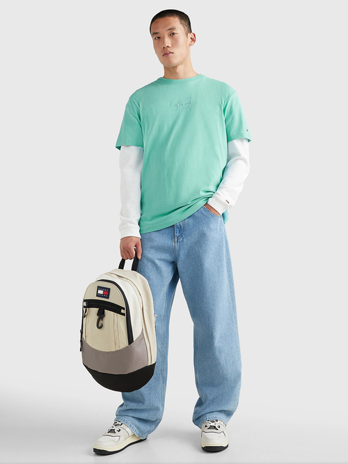 Tommy Jeans pánské zelené triko SIGNATURE 