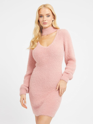 Guess dámské růžové pletené šaty