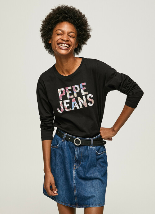 Pepe Jeans dámské černé tričko s potiskem LUNA